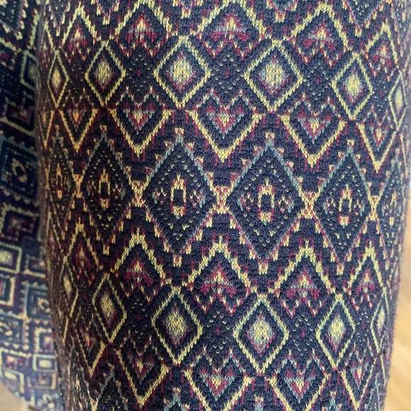 Free People Bohemian Knit Straight Leg Vintage Pattern Pull On Pants - Picture 10 of 16